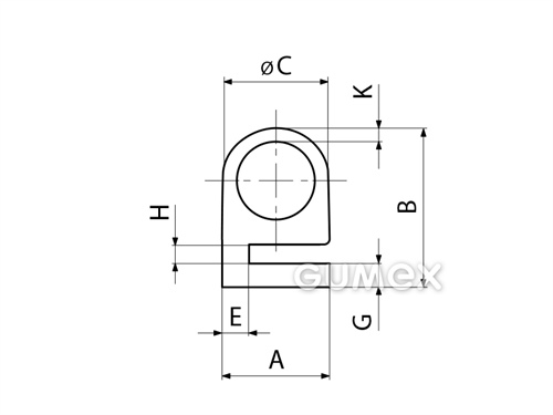 Kompaktes Silikonprofil, e-Form mit Hohlkammer - 0132