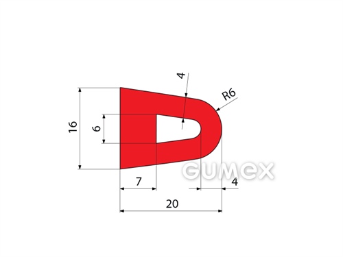 Kompaktes Silikonprofil, D-Form mit Hohlkammer - 0125