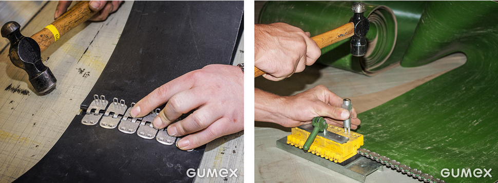 Verbinden der Fördergurte mit mechanischen Klammern bei GUMEX